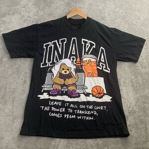 Inaka Power Shirt Men’s Medium Courtside Teddy Basketball Tee Black Cotton